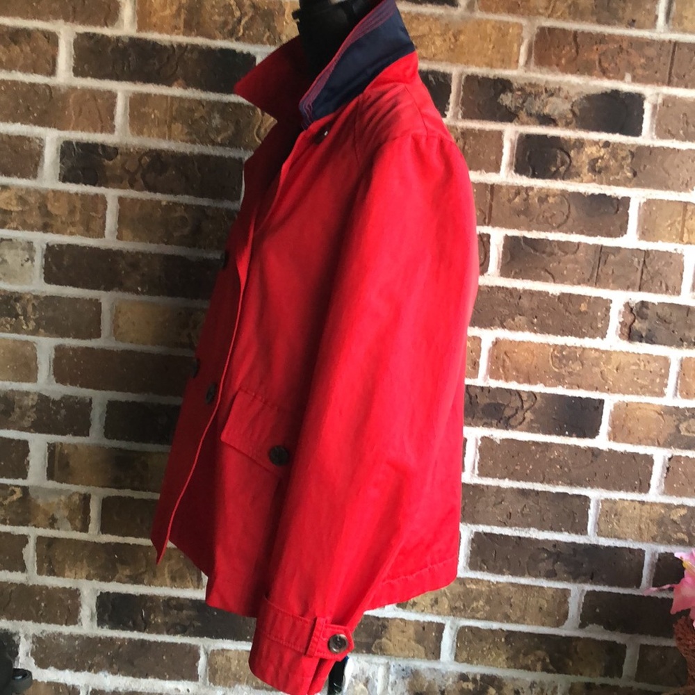 Lands End Red Double-Breasted Peacoat Style Rain Coat Jacket - Picture 5 of 15